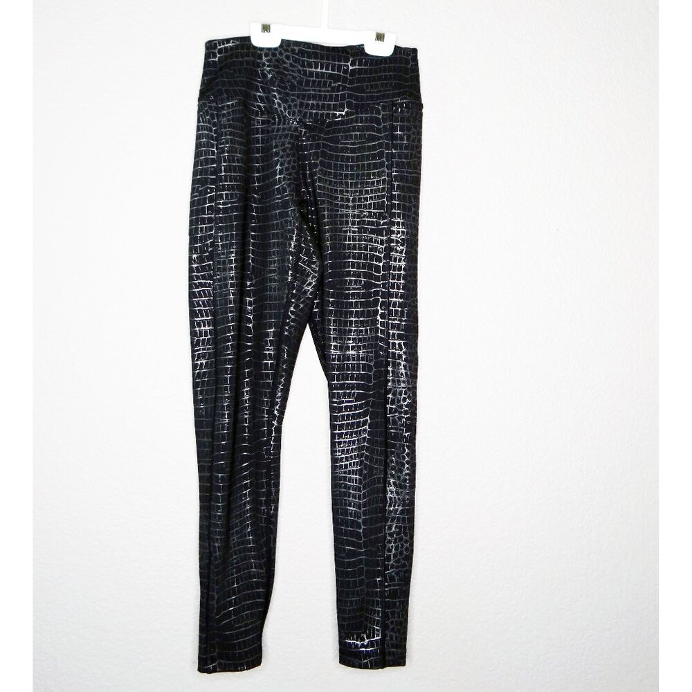 Pink Victoria Secret Activewear Leggings Black Reptile Print W/ Pockets Small S